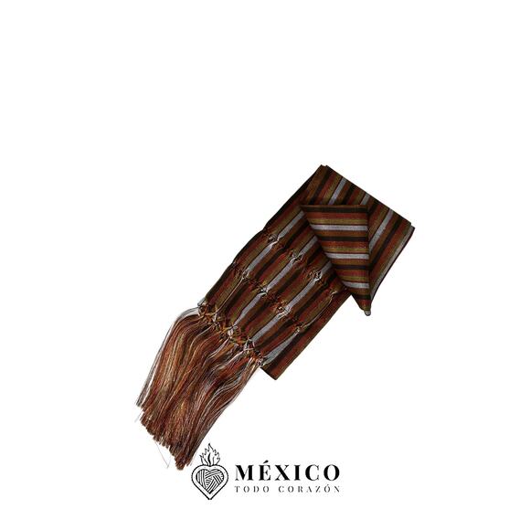 Mexican rebozo brown stripes - Picture 1 of 4